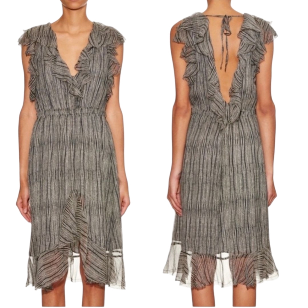 L’Agence Pur Amour Sophie Ruffle Silk Chiffon  Dress Sz 6